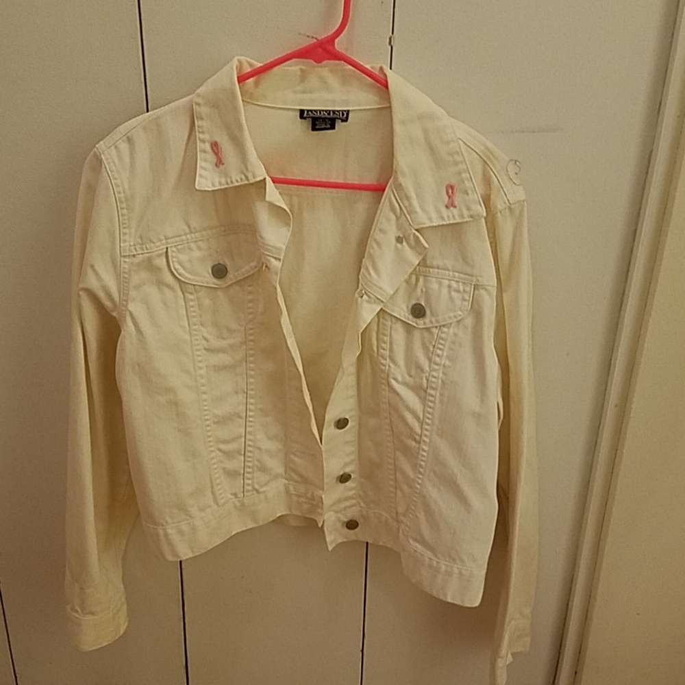 Lands End denim white jacket